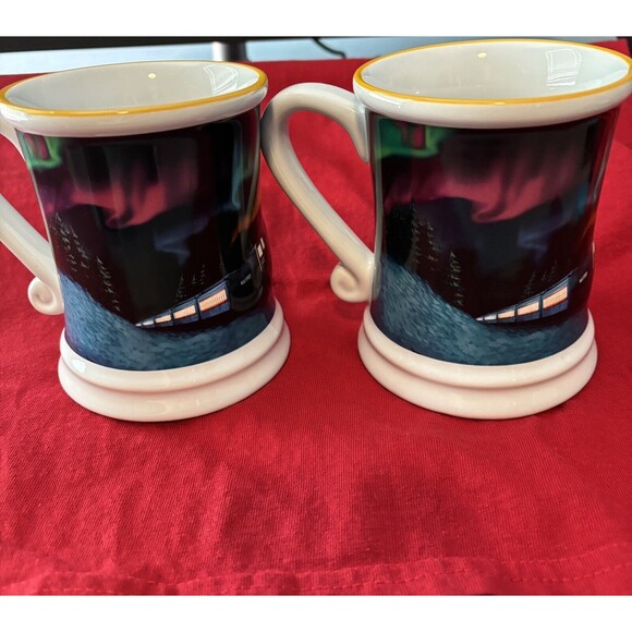 Polar Express Movie Ceramic Warner Bros Christmas Coffee Hot Coco Mug Set Of 2 - Picture 2 of 5